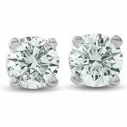 1/4ct Genuine Diamond Stud Earrings 14K White Gold (J/K Color I2/I3 Clarity)