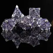 Dragonguard Hollow Metal Dice Set - Purple and Silver Brand New by Misty Mountai