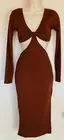 ANGEL BIBA Women's Chocolate Brown Cocktail Open Back/Sides Size 6AU Party Dress