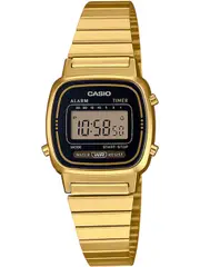 Casio Retro Vintage Chronograph LA670WEGA-1EF Black Dial Gold Stainless Steel Womens Watch