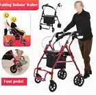 Classic Folding Mobility Walking frame Rollator Cushioned Seat Walker Black Red