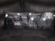 Cynthia Rowley Curious Halloween LIGHT UP Flying Witches Pillow Silver Shimmer