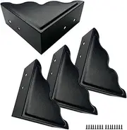 Sutfmwe Large Metal Corner Guards 3.7 x 3.7 x 1.5 Inch Set of 4, Decorative Black Corner Protector for Vintage Industrial Wooden Furniture Tables, Barn Doors, Wood Frames, Boxes, Angle Edge Protection