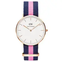 在飛比找ETMall東森購物網優惠-DW Daniel Wellington 經典藍粉紅帆布錶帶