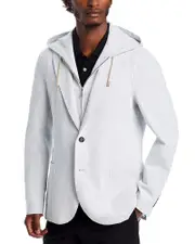 Eleventy Cotton Pique Jersey Removable Hood Soft Jacket
