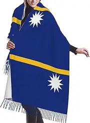 [DRTGEDS] Flag Of Nauru Scarfs For Women Fall Winter Scarves Pashmina Shawls And Wraps For All Season Christmas Gift