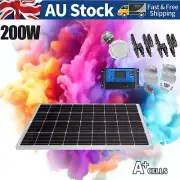 200W Solar Panel Kit 12V Mono Fixed Portable Home Caravan Camping Power Charging