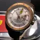 FERRARI46mm圓形玫瑰金精鋼錶殼白色錶盤真皮皮革咖啡色錶帶款FE00066