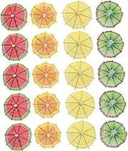 SOLUSTRE 40Pcs Decorative Fruit Picks with Umbrellas Pattern Unique Cocktail Skewers for Drinks Appetizers and Desserts for Parties Gatherings and