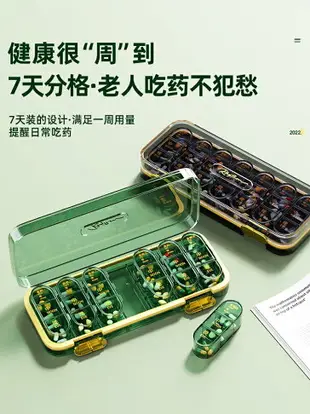 日本進口MUJIE藥盒便攜7天提醒分藥器一周吃藥切藥隨身藥品分裝盒