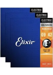 Elixir 12002 Electric Nano Super Light 9-42 (3 Pack Bundle)