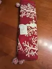 Pottery Barn Sleigh Bell Crewel Christmas Table Runner 18x108 Red New NWT