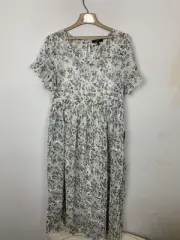 LULUS Womens Dress Medium White Floral Spring Easter Maxi Peasant Wedding Fairy