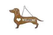 Willow & Silk Laser-Cut 47cm Hanging Welcome Dog w/Heart Metal Wall Art/Decor