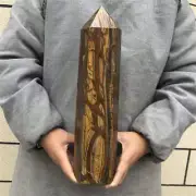 3.31kg Natural Tiger’s Eye Obelisk Quartz Crystal Point wand Healing