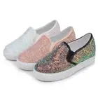 Korean Lady Womens Pointy Toe Creeper Wedge Platform Slip On Loafers Shoes Hot