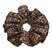 Ruffle Leopard Pattern Hairband Ponytail Holder Women Scrunchies Hair Elastics