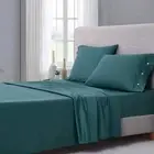 mixinni 4 Piece Queen Size Peacock Blue Bedding Sheet Set (1 Fitted Sheet, 1 ...