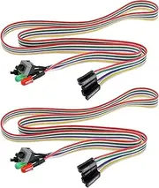 EMSea 2PCS PC Power Switch Button Cable Desktop Computer Case Motherboard On/Off/Reset/HDD Switch Cord Front Bezel Wire with Red Green LED Indicator Light