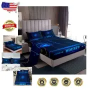 Durable Kids' Hockey Bed Sheets - Twin Size Microfiber Set with Pillowcase