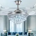 MORE CHANGE BIGBANBAN 42" Crystal Ceiling Fan with Light Remote Control Silve...