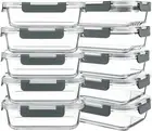 KOMUEE 10 Packs 30 Oz Glass Meal Prep Containers,Glass Food Storage Containers w