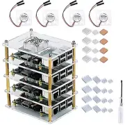 Cluster Case for Raspberry Pi 4 Model B Pi Case with Cooling Fan and Heatsink...