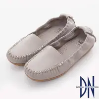 在飛比找momo購物網優惠-【DN】舒適柔軟 全真皮手工縫線莫卡辛豆豆鞋(灰)