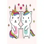 UNICORN CATS IN LOVE: LOVELY DOT GRID 6X9 DOTTED BULLET JOURNAL AND NOTEBOOK 120 PAGES WITH UNICORN CATS