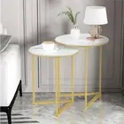 2PCS Nesting Coffee Table Round Sofa Side End Accent Table Bedroom Nightstand