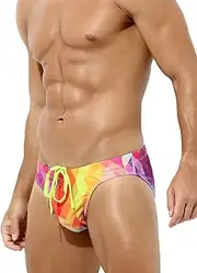 Casey Kevin Men's Sexy Swim Briefs Printed Swimsuit Beach Swimwear Bikini Sport with Drawstring CK3002 1pcs