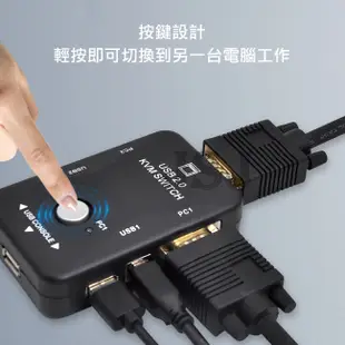 【JSJ】KVM切換器 vga2進1出 USB切換器 VGA切換器 HDMI顯示器鍵鼠共享器切換 (7.1折)