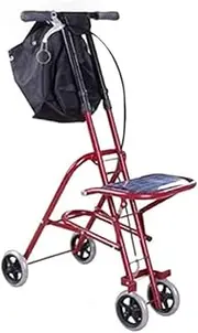 Multi-purpose Folding Walking Aids Walkers for Seniors 4 Wheels with Seat with Seat, Height Adjustable Shopping Walking Stick