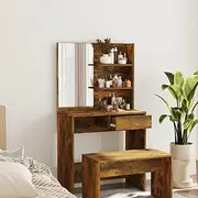 Dressing Table, Vanity Desk, Home Bedroom Furniture with Mirror Smoked Oak 74.5x40x141 cm