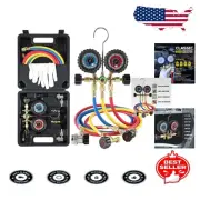 Compact and Lightweight A/C Manifold Gauge with Self-Sealing Can Taps - 5FT Hose