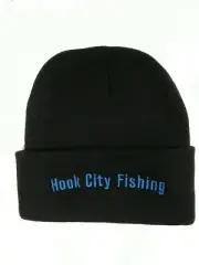 Hook City Fishing Knit Hat Embroidered in Blue, Orange, Purple, Green, or Silver