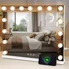 Lighted Makeup Mirror 19" L X 23" Light Hollywood Mirror with Detachable 10X Mag