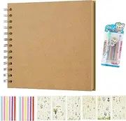 Scrapbook Photo Albums 40 pages, Brown Kraft Paper Scrap Book (18 X 18 cm), Memory Book with Photo Scrapbook Accessories, Square Photo Album Scrapbook, Hardcover Photo Book for DIY