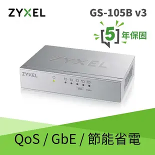 【3CTOWN】含稅開發票 ZYXEL 合勤 GS-105B V3 5埠 乙太網路 交換器 網路交換器