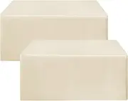 HolidayIdeas 2 Pack Fitted Table Clothes - 48 x 24 Inch Beige Tablecloths for 4 Foot Tables, Polyester Fabric Covers Buffet Table, Parties, Holiday Dinner, Wedding, Trade Show (H-TC2P-4ft-beige)