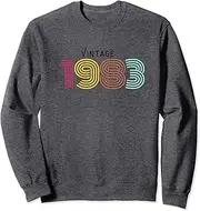 [X.Style] Vintage 1983 - Retro 40th Birthday Sweatshirt ds1746 Sweater (2XL) Dark Heather Grey
