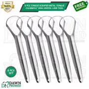 6 Pcs Tongue Scraper Metal Tongue Cleaner 6" Oral Dental Care Inst German Grade