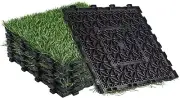 GRASSCLUB 9 PCS Artificial Grass Turf Tiles 1x1 ft, Interlocking Fake Grass Deck