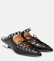 [Ganni] Ganni Faux leather lace-up mules AU 9 black
