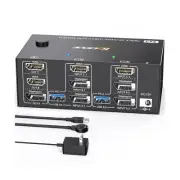 KVM Switch HDMI +DP 8K@60Hz/4K@144Hz, Triple Monitor KVM Switch for 2 Compute...