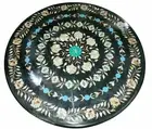 36" Black Marble Coffee Table Top Sea Shell Inlay Art Sofa Hallway Decorative