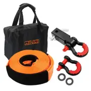 Offroad Recovery Strap Kit, 3" x 30ft Tow Strap+ Shackle Hitch Receiver 2 inc...