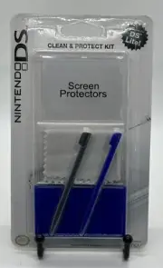 Nintendo DS Lite Clean And Protect Kit Stylus Screen Protector Game Case Gr/Bl