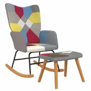 vidaXL Rocking Chair with a Stool Patchwork Fabric Seating Rocker Footstool