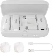 Boya BOYALINK Wireless Lavalier Microphone - White- for iPhone/Android/Camera Vlogging, All-in-One Lapel Dual Mic System & Lightning & USB-C Inputs [BOYALINK-W]